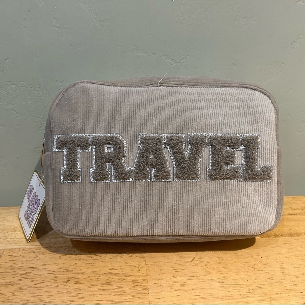 NWTS Gloss & Glo Tan Corduroy Travel Cosmetic Pouch. - Picture 3 of 7